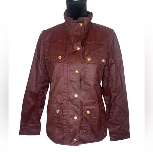 J.CREW “THE DOWNTOWN” BURGUNDY RELAXED FALL JACKET WOMENS SIZE SMALL - Picture 6 of 7
